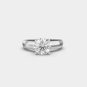 Anillo de banda ancha con diamante cultivado en laboratorio de 2.0 quilates, oro macizo de 14K, engaste de puntas, acabado en rodio, diseño romántico y atemporal, joyería de boda - Product Image 2