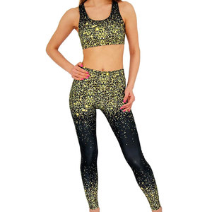 Printed Running Workout Women's Sets <b>Leggings</b> Yoga Sports Athletic Fitness Yoga <b>Knee</b> <b>Length</b> Yoga Pants and Matching Bra - Product Image 1