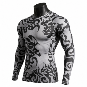 Custom <b>Men</b>’s Compression Shirt Long Sleeve Sublimation Print Gym Fitness <b>Base</b> <b>Layer</b> Rash Guard OEM ODM - Product Image 3