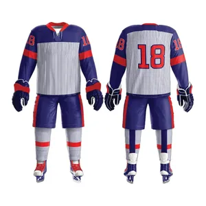 Fully Dye Sublimated Ice Hockey Uniform Wholesales 2024 Men Ice Hockey Jerseys 100%Polyester Men Ice Hockey Uniform