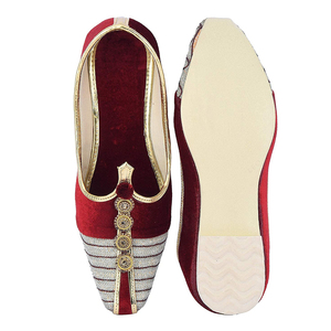 Premium Quality Indian <b>Men</b> Wedding Exclusive Fancy Khussa Jutti for <b>Men's</b> Maroon Contrast Fashion Khussa <b>Men's</b> Outdoor - Product Image 1