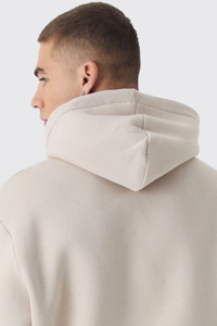 High Quality Custom Oversize Boxy Varsity Embossed Tracksuit Cotton Heavyweight Streetwear 2 Piece Hoodie & Jogger Men Sweatsuit - Product Image 5