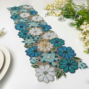 Handmade Modern <b>Beaded</b> Table Runner and <b>Placemat</b> Multicolor Floral Embroidered Custom Order - Product Image 1