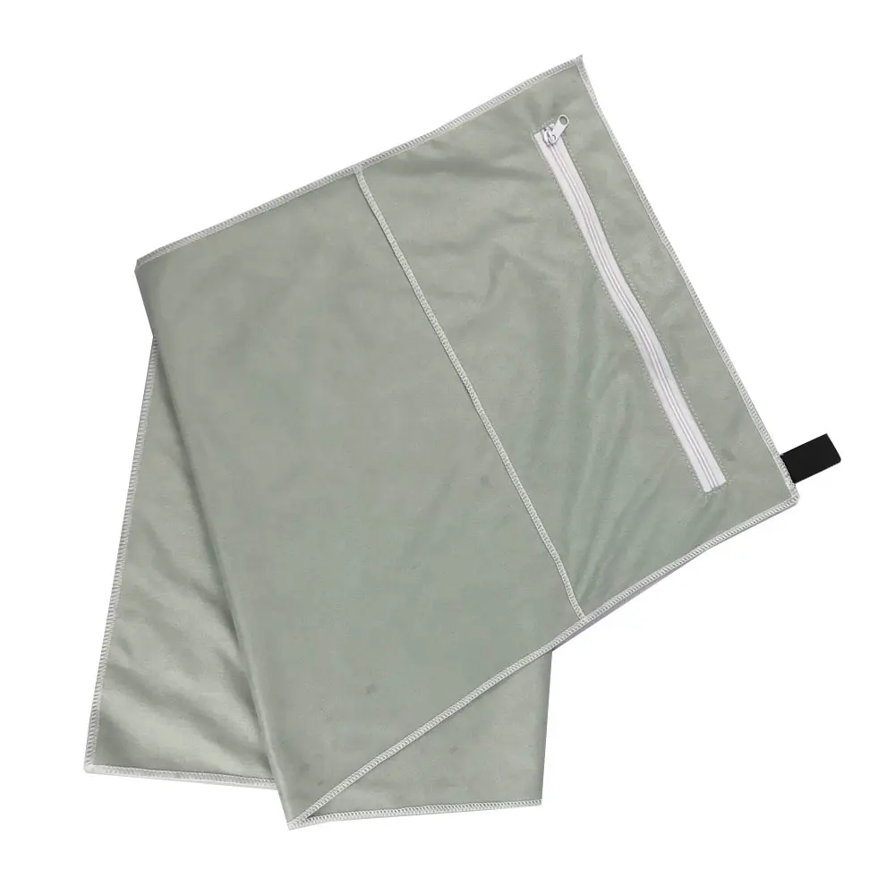 microfiber gym towel/microfiber sports towel with pocket/Super Sweat Absorbent Microfiber Gym Towel With Zip Pocket