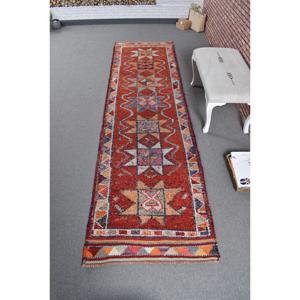 Vintage Rug, <b>Runner</b> 3x10.6 ft Rug, Herki <b>Red</b> Patchwork Rug - Product Image 1