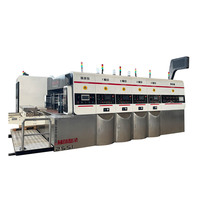 Machine semi-automatique de fabrication de boîtes en carton 4 couleurs pour imprimante, rainureuse, découpeuse, plieuse-colleuse en ligne, nouvelle pour pizza, fruits, boissons