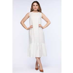 Femmes chaud nouvelle robe à la palangre OEM ODM couleur blanche unie sans manches décontracté pour la fête grande taille fabrication en gros - Product Image 4