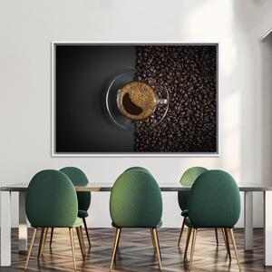 Arte Mural Moderno para Cafetería: Impresión en Lienzo para Decoración Elegante, Lienzo con Marco Blanco - Product Image 1