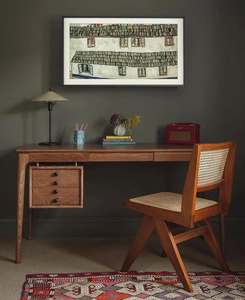 Bureau de travail moderne en noyer de 140 cm, bureau d'ordinateur minimaliste en bois, bureau de travail à domicile, table d'étude - Product Image 5