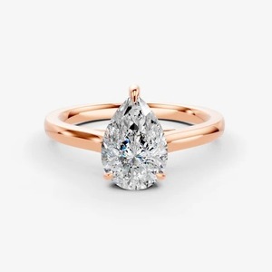 Bague solitaire classique en or massif 14 carats avec diamant de laboratoire taille poire de 0,74 carat, pureté EF-VVS2 – Produit le plus vendu - Product Image 3