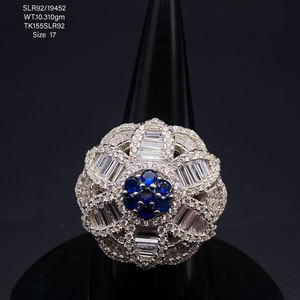 Anillo de joyería fina Anillos de banda de plata maciza Fabricación de circón azul Accesorios de joyería chapados en oro personalizados anillo Regalo de Navidad - Product Image 5