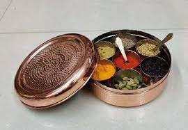 Elegant Pure Copper <b>Spice</b> Jar <b>Set</b> Stand Six Piece Dishwasher Oven Safe High Quality Storage for Haldi Jeera Elaichi Great Deals - Product Image 3