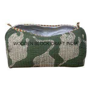 Bolsa de Maquillaje Personalizada con Diseño Bohemio de Borlas, Fabricada con Tela de Algodón Ecológica, con Cierre de Cremallera y Asa, para Viajes - Product Image 2