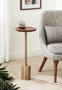 Table de boisson ronde en bois et en métal de vente chaude pour une utilisation comme support de piédestal de plante ou tables de boisson d'or d'accent de salon - Product Image 6