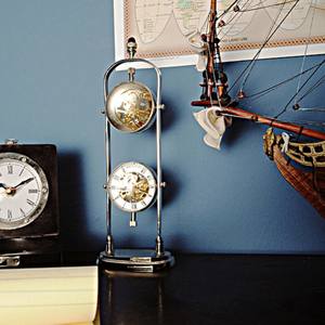 Aluminium See Thru Double <b>Clock</b> Decorative Mechanical Display Coastal Design Lightweight Tabletop Installation <b>Old</b> Modern - Product Image 6