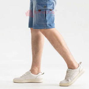 Shorts en jean pour homme, bleu uni, imprimé numérique, tendance, 100% coton, séchage rapide, vêtements décontractés d'été, fabriqués au Pakistan - Product Image 5