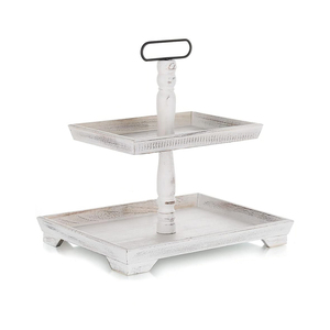 Décoration de ferme personnalisée Plateau en bois à deux niveaux pour comptoir de cuisine Décorations de Pâques Halloween Thanksgiving Plateaux en bois à 2 niveaux - Product Image 1