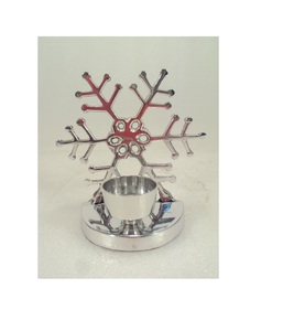 Silver Aluminium <b>Snowflake</b> Tealight Candle Holders for Home Hotel Table Top Decorative Item Candle Holder - Product Image 3