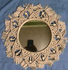 Miroir mural en macramé de couleur verte en gros, miroir fait à la main, auto-adhésif pour la décoration de la maison et du bureau, utilisation de haute qualité, nouvelle arrivée - Product Image 5