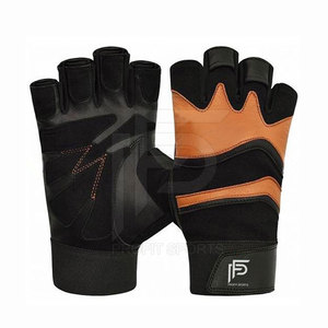 Unisex Black Brown Polyester Leather <b>Fitness</b> <b>Gloves</b> for Sports Exercise Weight Lifting Gym Training Bodybuilding Workout - Product Image 1