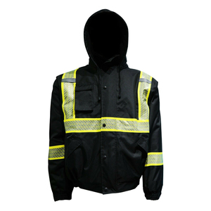 Chaqueta de bombardero con aislamiento OEM de alta visibilidad | Abrigo de trabajo de seguridad reflectante con forro polar para construcción de carreteras - Product Image 3