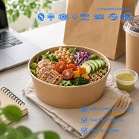 Bol à déjeuner brun imprimé sur mesure, fabriqué avec des matériaux de qualité alimentaire, bol jetable étanche pour mélanger les salades et servir les aliments