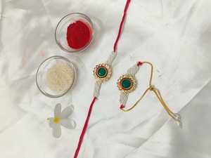 Kundan rakhi, Raksha bandhan rakhi, ขายส่ง rakhi, rakhi สำหรับน้องชาย, เด็ก babhi, rakhi Combo - Product Image 2