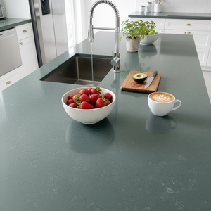 Losa de cuarzo pulido esmeralda de lujo personalizada, encimera de cocina de piedra de cuarzo Artificial interior moderna de corte Premium - Product Image 4