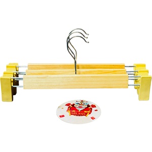 Wholesale Heavy Duty Wooden Pant Hanger with Plastic <b>Clips</b> Trouser Skirt Clothes Hanger Solid Wood Custom Logo Made in Vietnam - Product Image 5