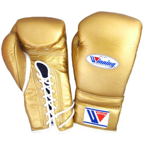 Guantes de Boxeo Profesionales con Cordones, de Cuero Genuino Dorado, para Entrenamiento y Sparring, Hechos a Mano - Product Image 1