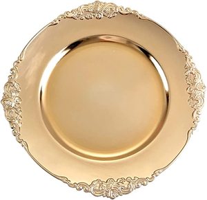 Placa de carga de aluminio con diseño en relieve, accesorios de decoración de mesa de Metal con acabado plateado - Product Image 3