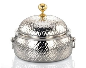 Cazuela de olla caliente redonda de metal y vidrio de estilo antiguo Diseño Premium para solución de servicio de alimentos de cocina tradicional y moderna - Product Image 5