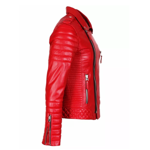 <b>Biker</b> Style Red Genuine Leather Motorcycle <b>Biker</b> <b>Jacket</b> With Armoured CE Protected Racing Leather Motorbike <b>Jacket</b> For <b>Men</b> - Product Image 2
