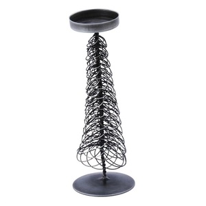 Portavelas de luz en T de alambre de hierro con acabado de recubrimiento de polvo negro de alta calidad para decoración del hogar Instalación de mesa - Product Image 1