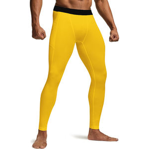 กางเกงเลกกิ้งโยคะเอวยางยืดสำหรับผู้ชาย ผ้าระบายอากาศได้ดี ดีไซน์เรียบง่าย มีกระเป๋าข้างสำหรับใส่โทรศัพท์ กางเกงออกกำลังกายที่สวมใส่สบาย - Product Image 4