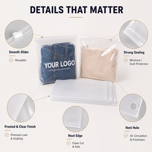 <span class=keywords><strong>Bolsas</strong></span> de plástico esmeriladas para <span class=keywords><strong>ropa</strong></span>, embalaje personalizado con logotipo impreso, autosellado, para camisa, <span class=keywords><strong>ropa</strong></span>, cierre de cremallera transparente - Product Image 3