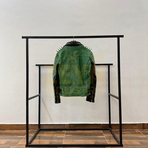 Custom Studded Cow Skin Jacket Premium PU Eco-Friendly Motorcycle Biker Front Logo Stand Collar Men Winter Wholesale Fashion - Product Image 2