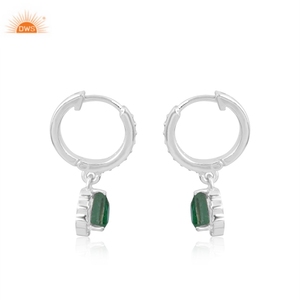 Haute qualité en argent Sterling Doublet zambien émeraude Quartz pierre précieuse boucle d'oreille pour les femmes fabricant de bijoux - Product Image 4