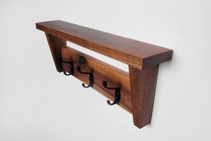 Porte-manteau mural en bois massif pour manteaux, écharpes et organisation facile de la pièce, porte-manteau mural en bois moderne avec crochets métalliques - Product Image 3