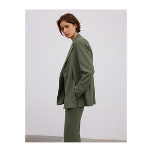 Chaqueta Blazer de Mujer con Detalle de Abertura Lateral en Viscosa - Product Image 2