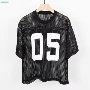 Camiseta de Fútbol Retro Americana Personalizada al por Mayor, Estilo Urbano, Malla Regular, Corte Cuadrado, 220 g/m², 100% Algodón, Antiarrugas, Ecológica - Product Image 4