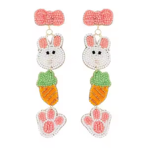 Nouveau design fait à la main multi rocaille thème de Pâques boucles d'oreilles oeuf de Pâques sur le mercure Clip sur lapin boucles d'oreilles perlées par MD artisanat - Product Image 6