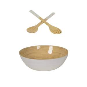 Juego de ensaladeras de bambú hilado hecho a mano con cuchara de varios colores para cocina hecho en Vietnam al por mayor - Product Image 4