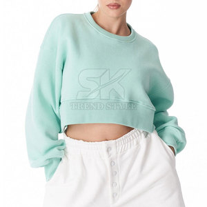 Pakistan Manufacture Solid Color Women Cropped <b>Plain</b> <b>Sweatshirts</b> Custom Printed Logo Casual Women Cropped <b>Plain</b> <b>Sweatshirts</b> - Product Image 2