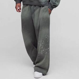 Fabricant de vêtements, survêtement en coton vintage pour femmes, lavage à l'acide, délavé au soleil, imprimé bouffant, 2 pièces, sweat-shirt et pantalon évasé - Product Image 6