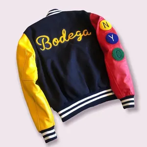 Veste de baseball personnalisée style universitaire en laine/cuir pour homme, respirante, coupe-vent, décontractée, pour l'extérieur, avec doublure polaire - Product Image 3