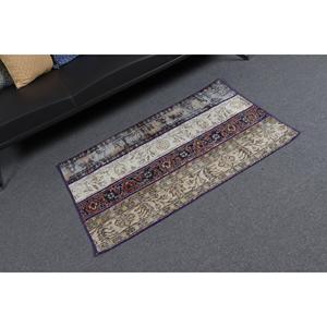 Alfombra Turca Vintage de 2.5x4.1 pies (75x125 cm), Alfombra Azul con Diseño de Patchwork - Product Image 2