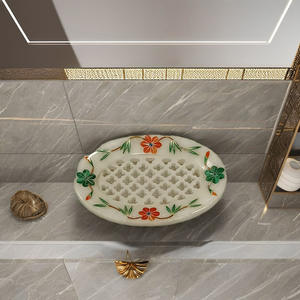 ที่วางสบู่หินอ่อนหรูหรา ประดับด้วยพลอยคาร์เนเลียนและมาลาไคต์ สำหรับตกแต่งภายในห้องน้ำโรงแรมและบ้าน สไตล์อินเดีย ราคาดีที่สุด - Product Image 1