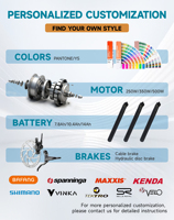 Sepeda Listrik Kota Eropa 250W Motor Brushless di Roda Belakang 7-Kecepatan 20-Inci Ringan Rangka Aluminium Alloy 36V
