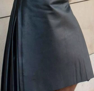 Jupe en cuir tendance pour femmes, automne, satin, unie, longueur genou, bureau, dame, broderie, taille naturelle, élégante, confortable, décontractée - Product Image 3